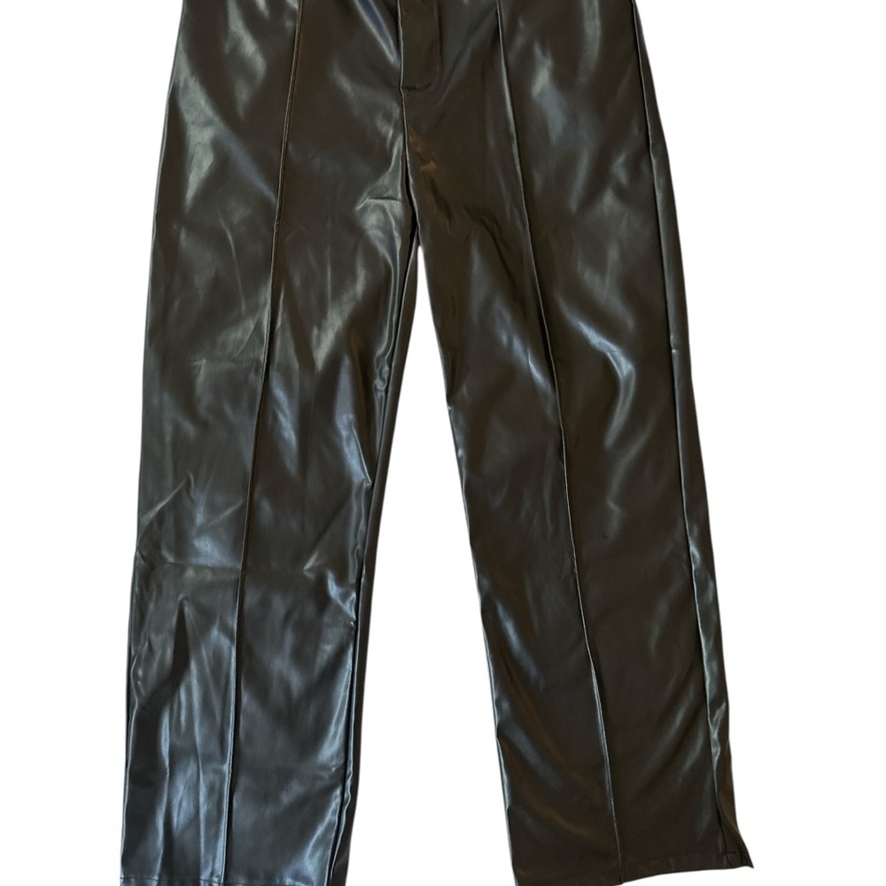 Chocolate Brown Faux Leather Pants | Size Large | NWOT - Picture 2 of 10